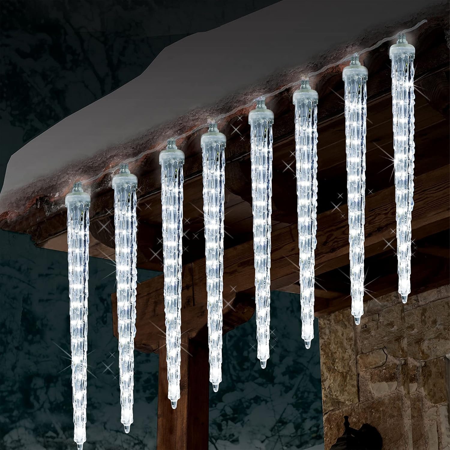 WATERGLIDE Meteor Shower Lights, Unique Outdoor Icicle Christmas Lights for 12"...