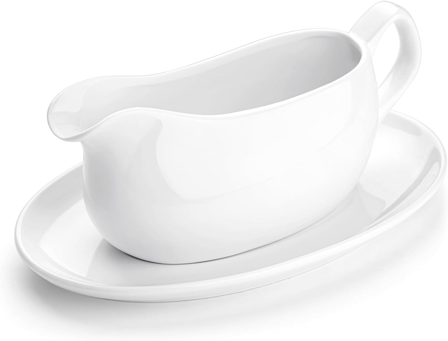 Nucookery Large 14 Oz Gravy Boat, Special Fine Porcelain Saucier with Big Driple...