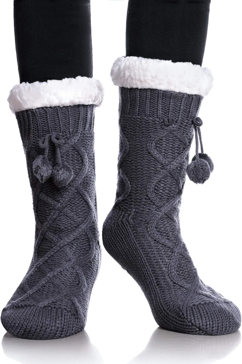 Yebing Womens Non Slip Slipper Socks Winter Warm Soft Cozy Fuzzy Fleece-lined Gr...