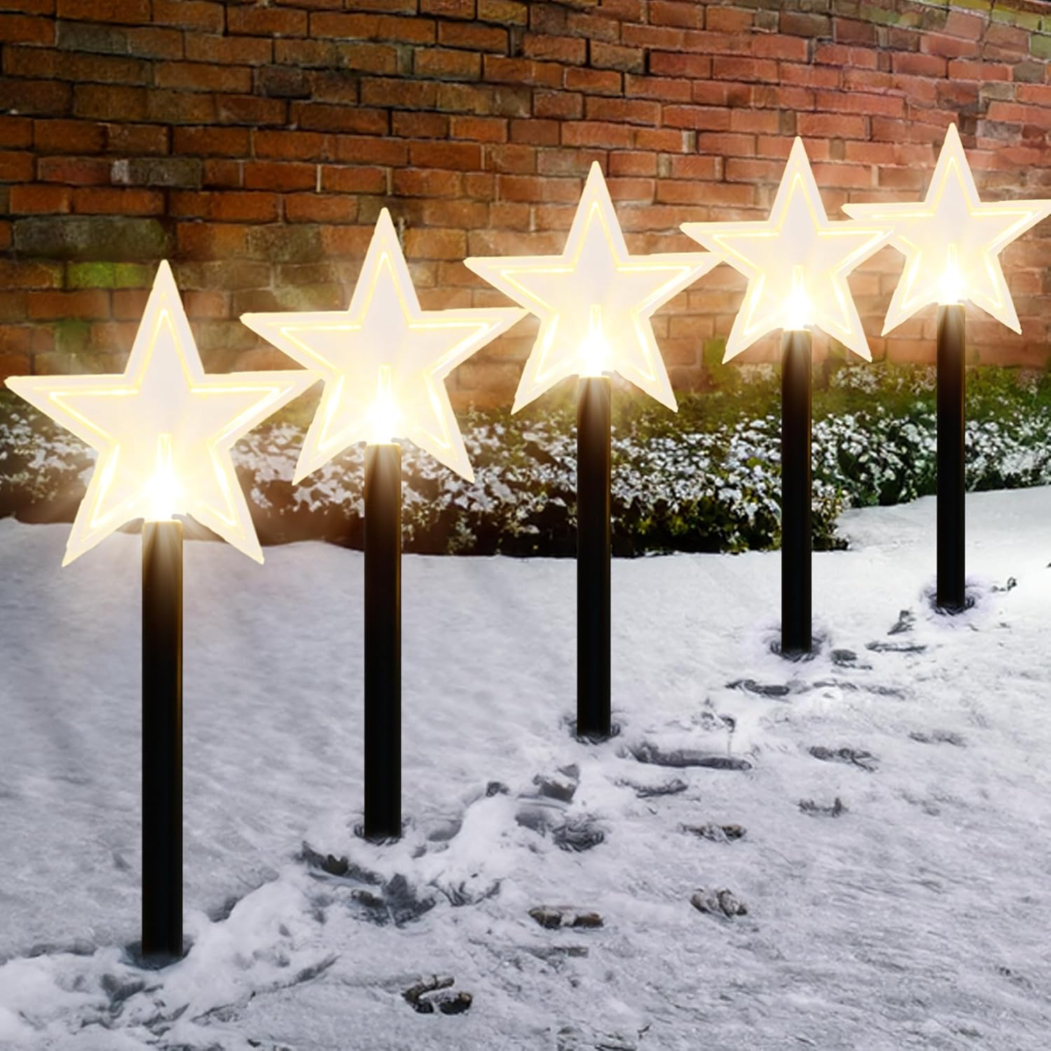 GloBrite 5 Pack Star Garden Christmas Pathway Lights – LED Outdoor Christmas Lig...