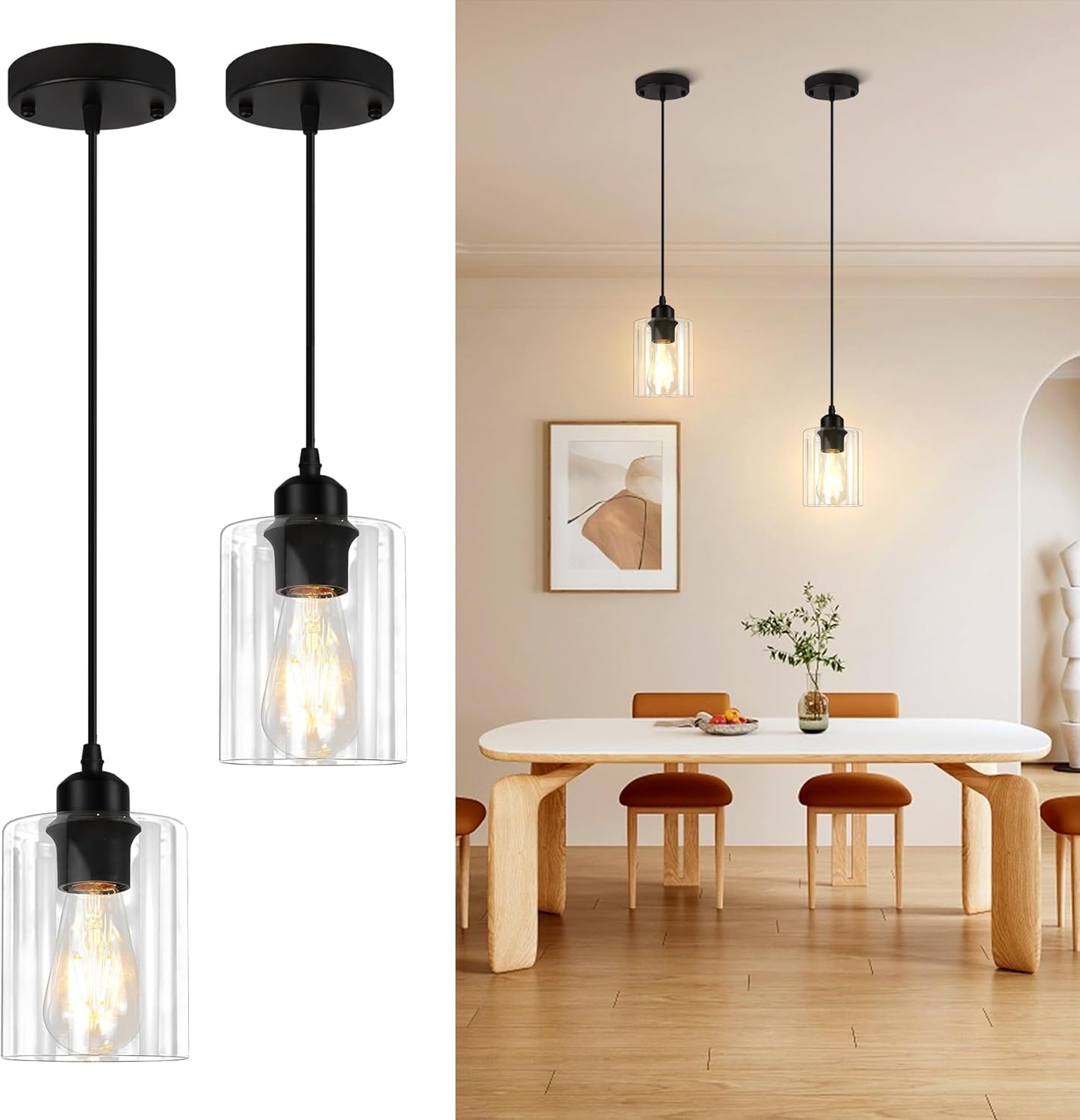 CANMEIJIA Glass Pendant Light Fixtures, Special Pendant Lights for Kitchen Islan...