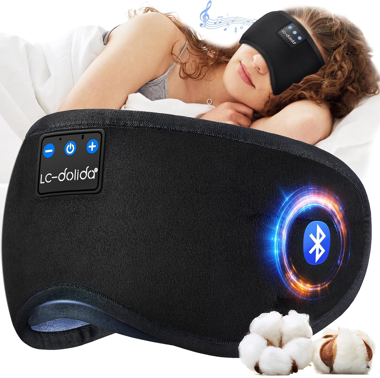 LC-dolida Bluetooth Sleep Mask Headphones, 100% Blackout Eye Mask with Headphone...