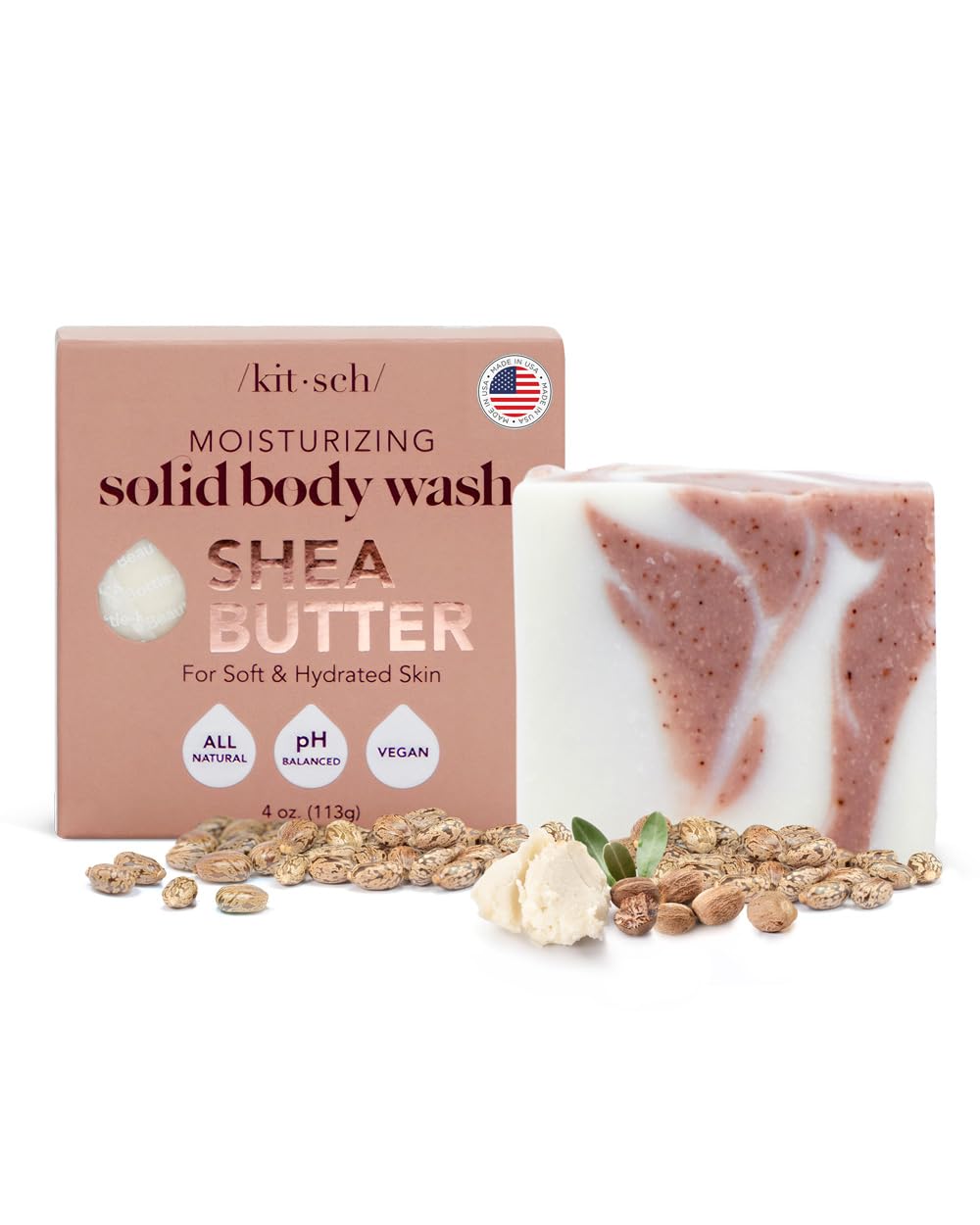 Kitsch Exfoliating Bar Soap, Special Shea Butter Soap for Women, High-Quality Hy...