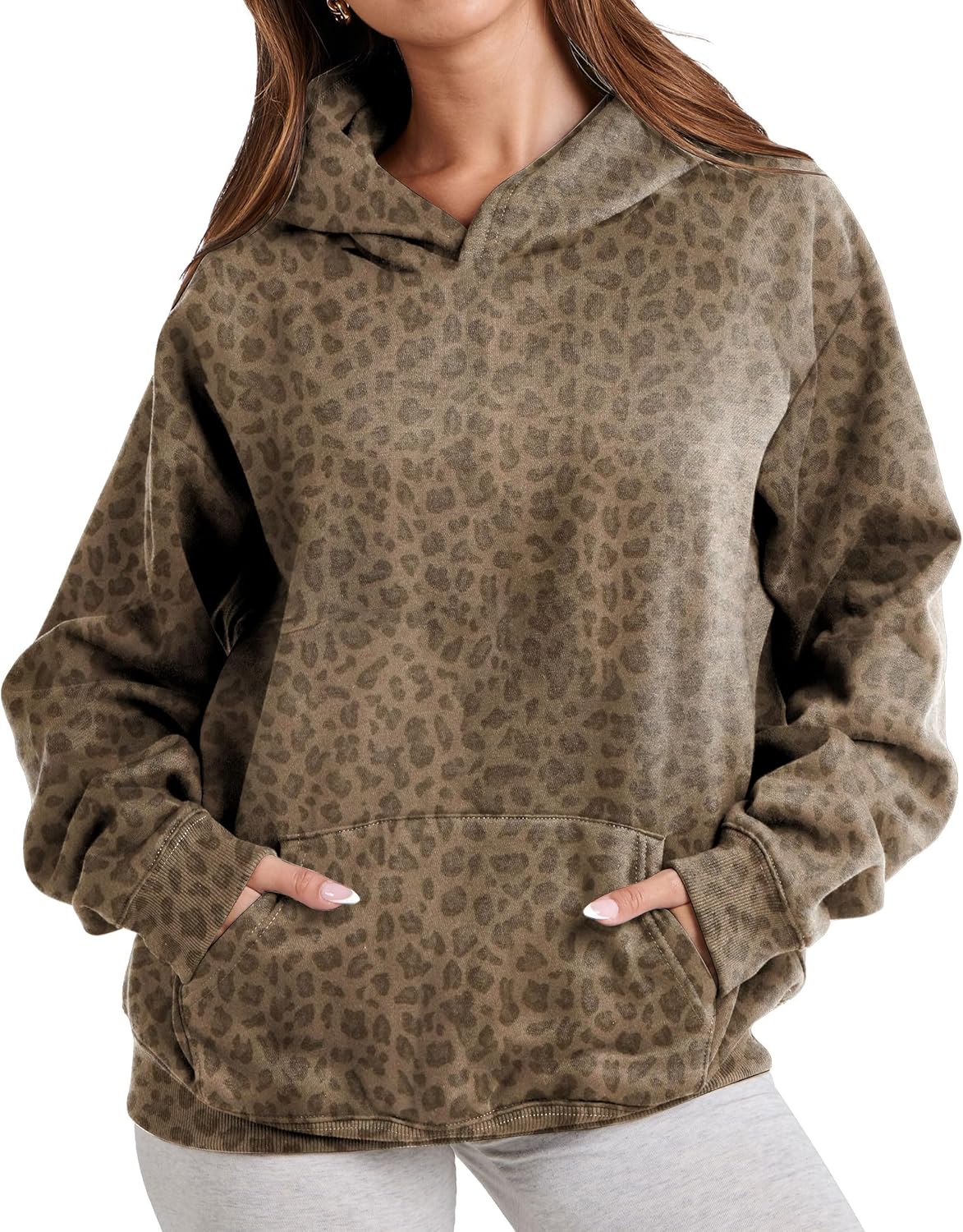 Womens Camo Hoodies, Unique Maple Leaf Print Oversized Hooded Sweatshirt, Comfor...