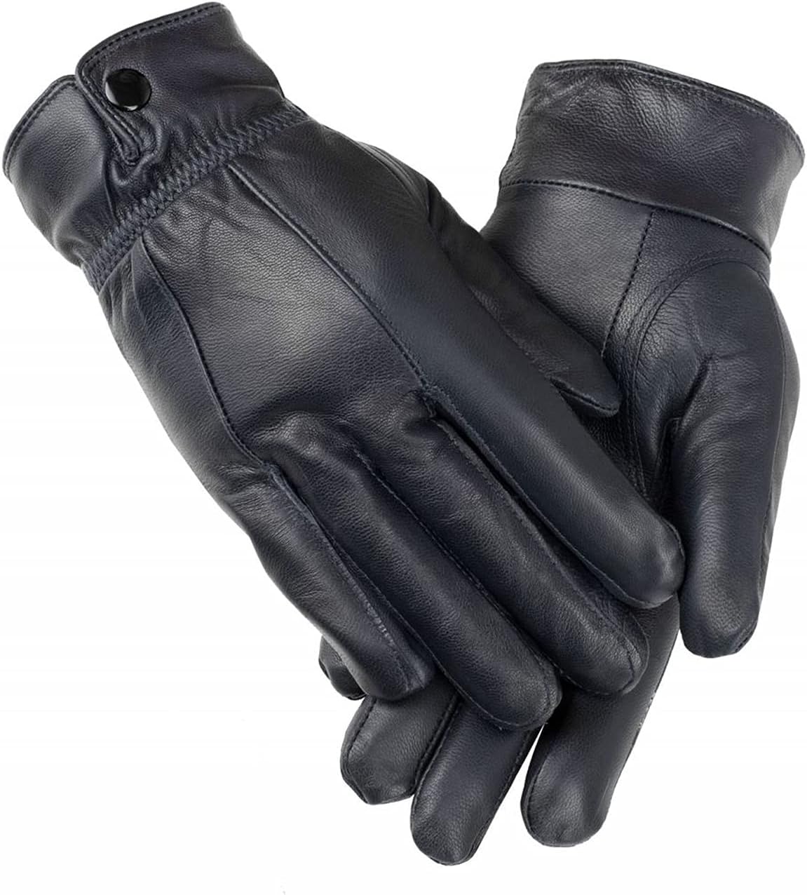 Women's Leather Gloves, Extra Soft and Warm Ladies Waterproof Gloves M-L Black