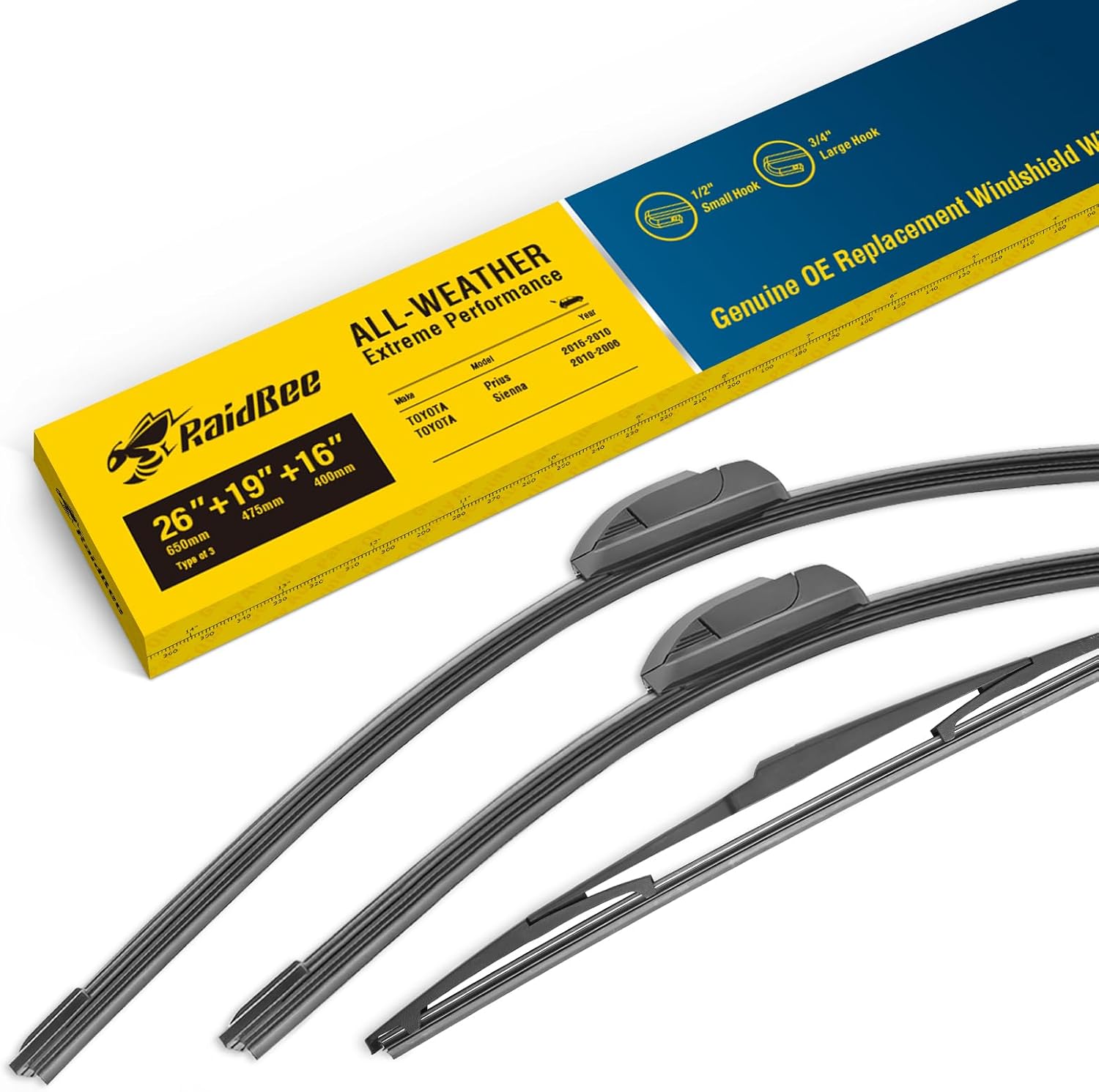 Quality Wiper Blades, Toyota Prius and Toyota Sienna Replacement Wiper Blades, S...