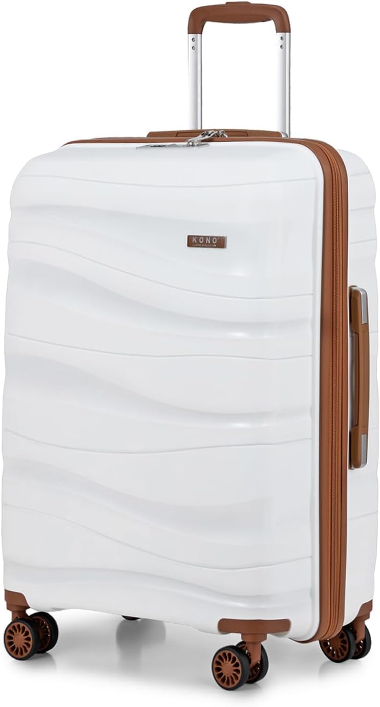 Kono Medium Check in Luggage 24 inch Lightweight Polypropylene Hard Shell Suitca...