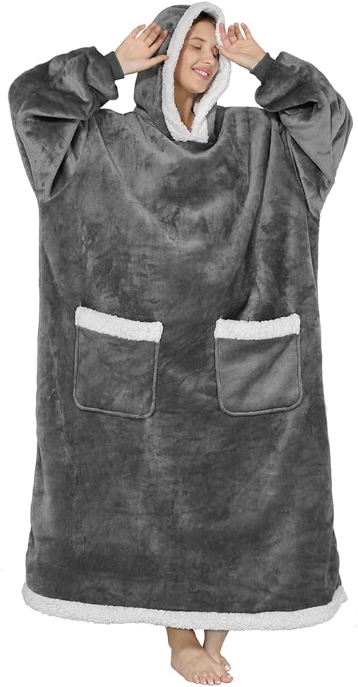 Gentlewarm Oversized Blanket Hoodie, Wearable Hooded Blanket, Soft Sherpa Fleece...