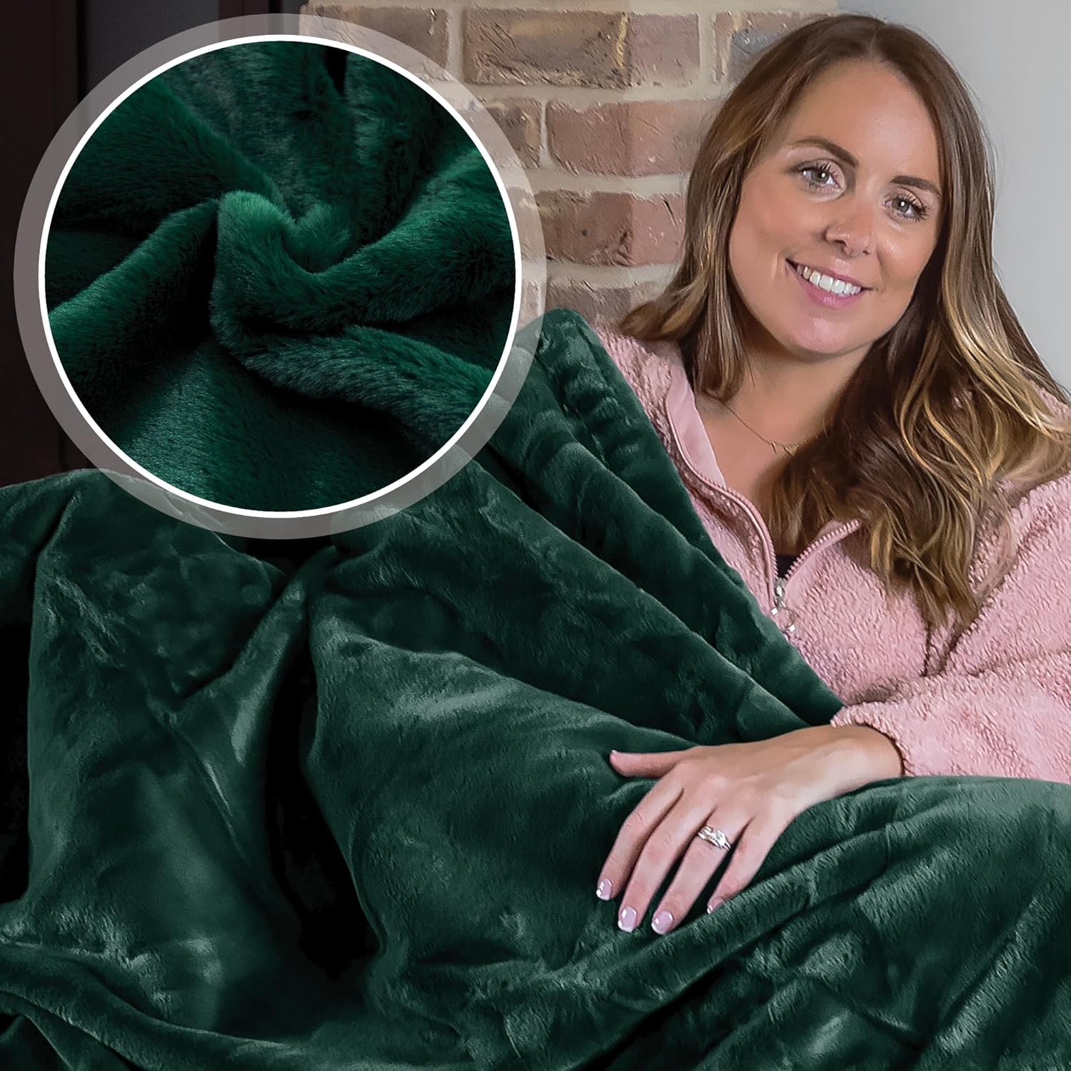 Dreamcatcher Luxurious Green Faux Fur Throw Blanket 160 x130cm, Large Blankets a...