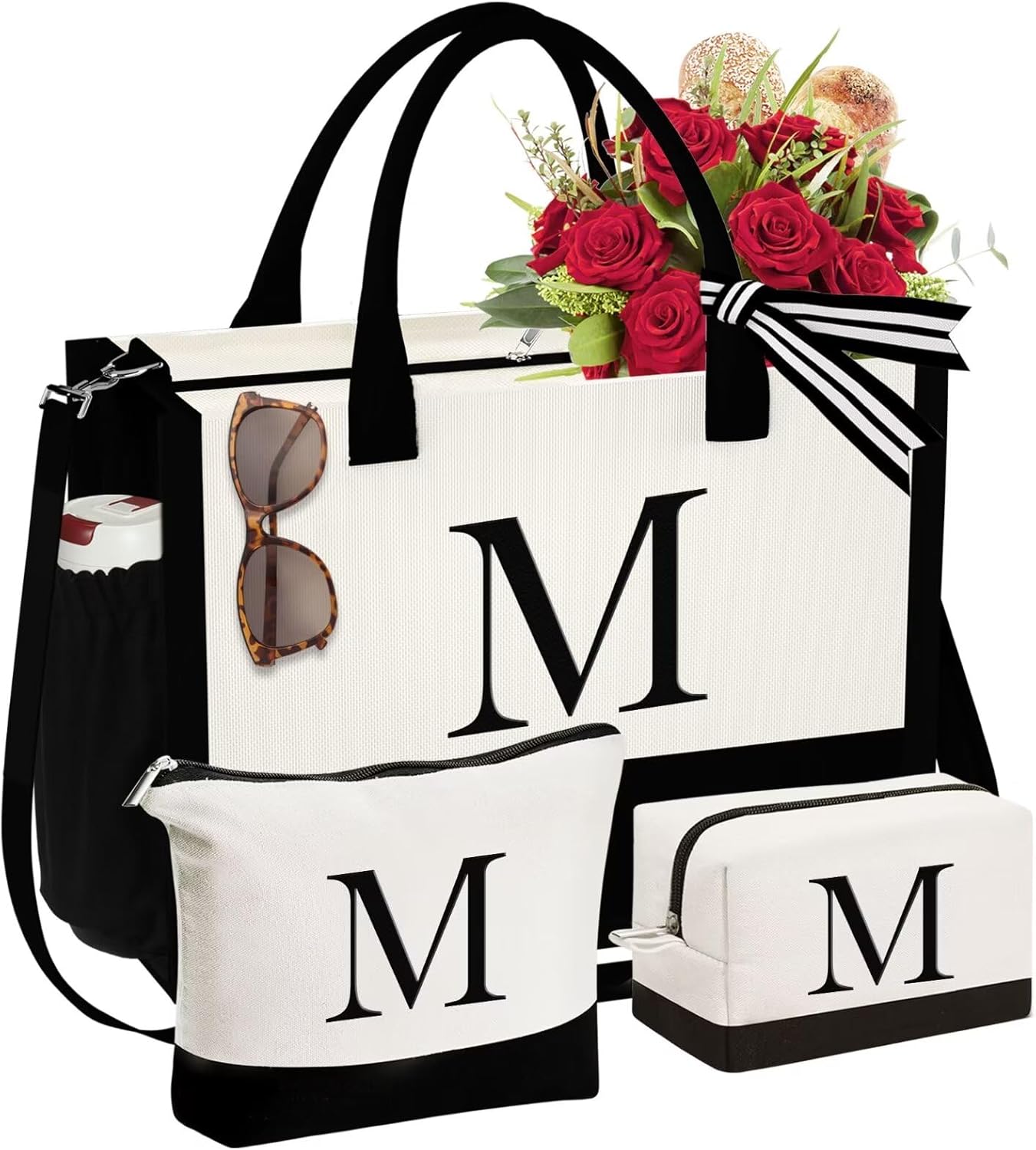 YOOLIFE Initial Canvas Tote Bag, Special Christmas Gifts for Women, High-Quality...