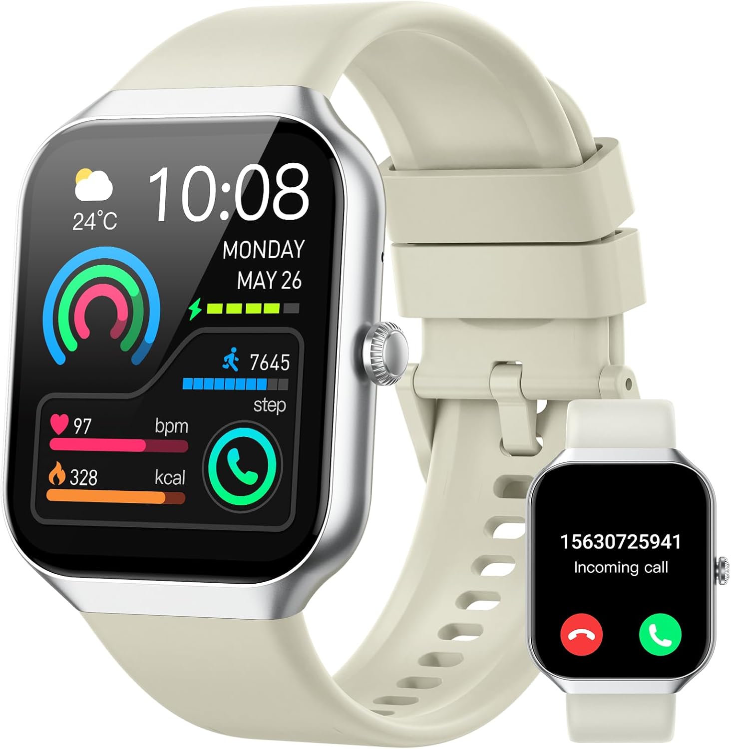Smart Watch for Men Women Answer/Make Calls, 1.96" Fitness Watch Step Counter He...