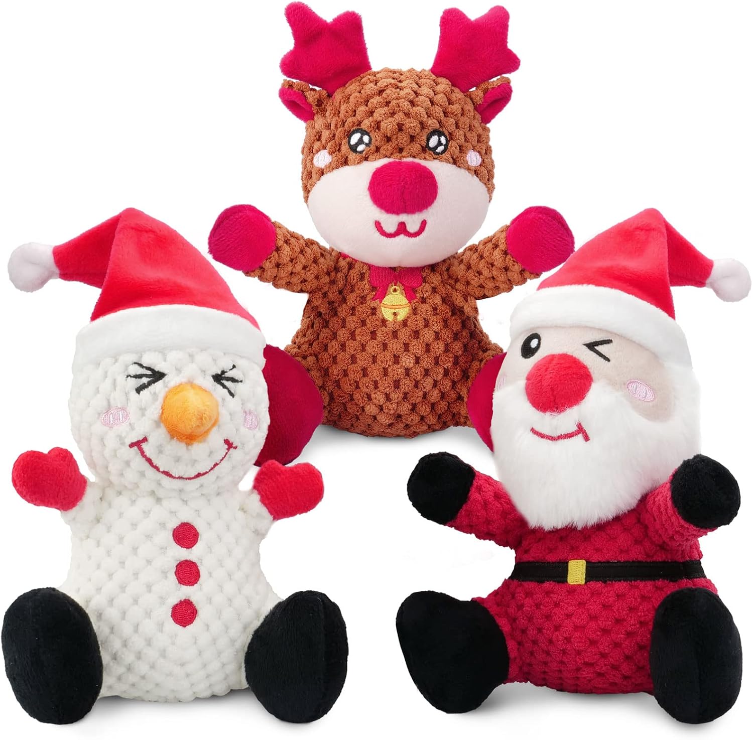 Epesiri Christmas Plush Dog Squeaky Toys for Large Breed, 3 Pack Durable Dog Toy...