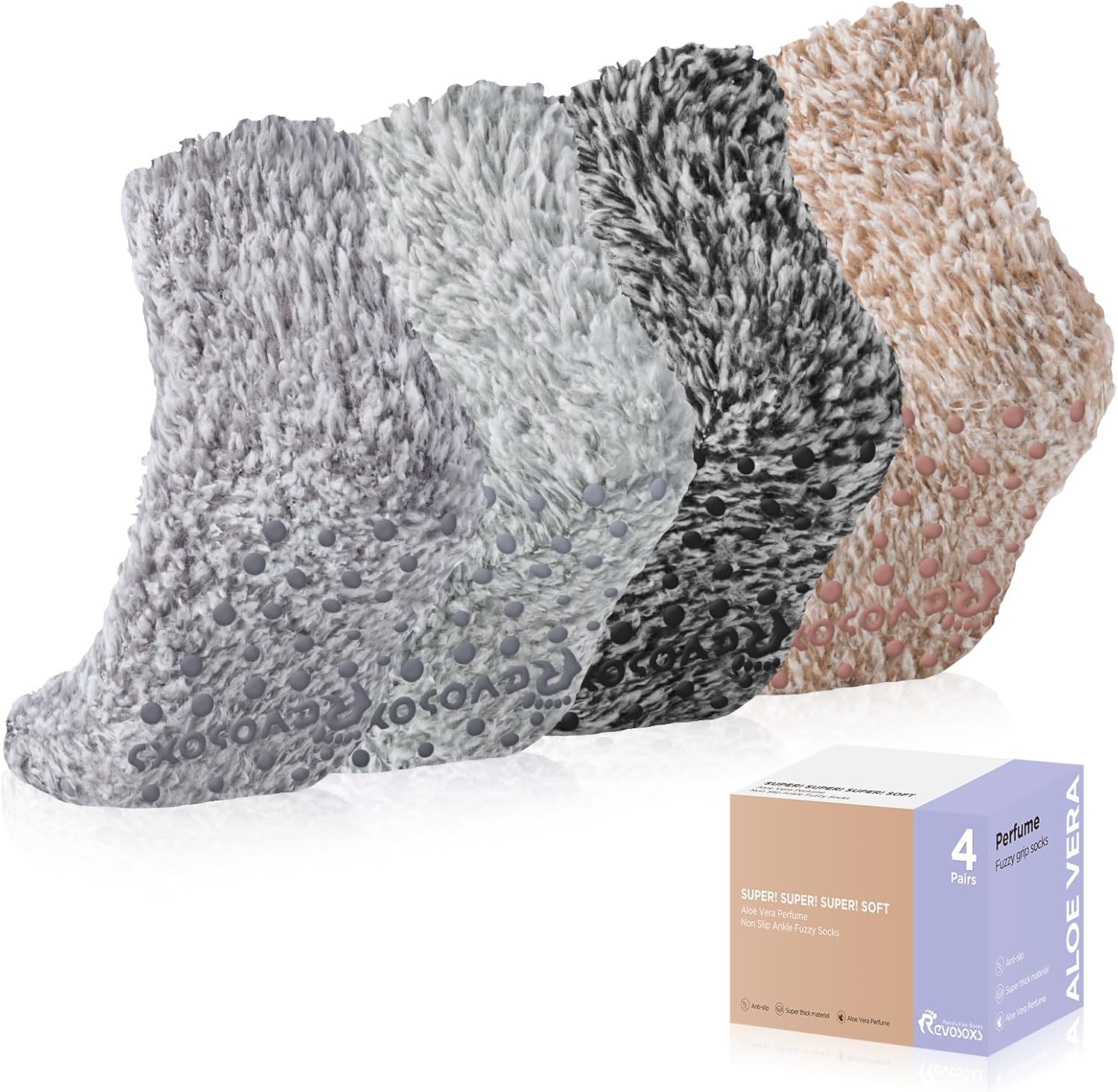 Fuzzy Grip Socks for Women Men,Non Slip Ankle Hospital Socks,Thick Warm Slipper...