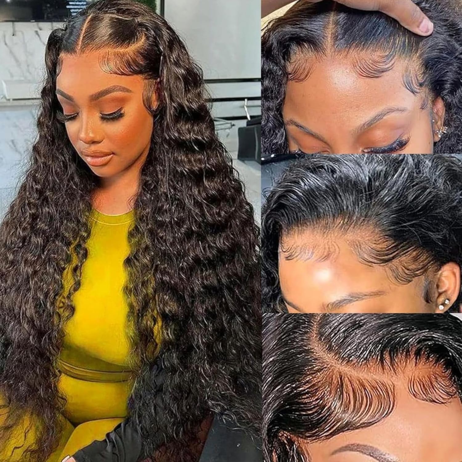 13x6 Lace Front Wigs Human Hair 200 Density Deep Wave Lace Front Wigs Human Hair...