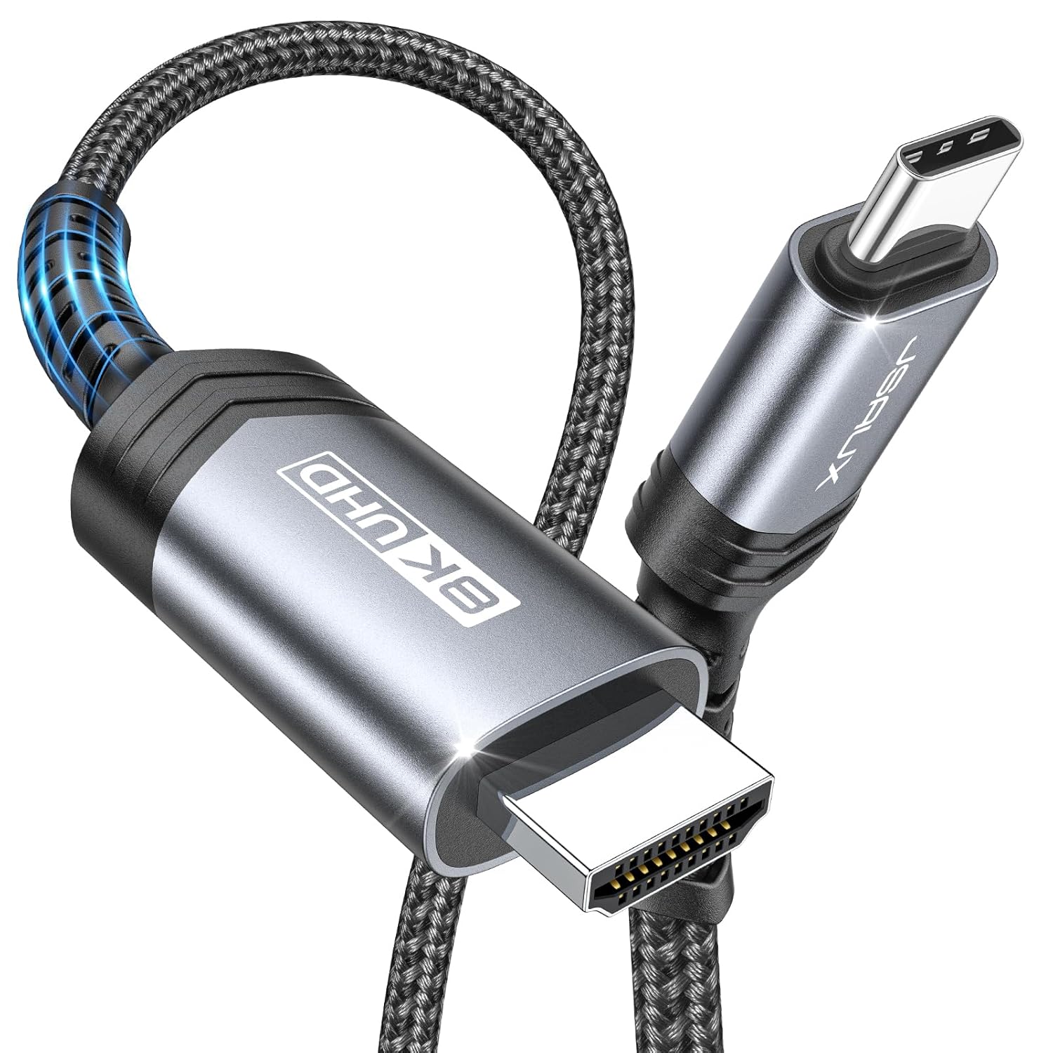 JSAUX USB C to HDMI 2.1 Cable [ 8K@60Hz 4K@240Hz ] 6.6 FT Aluminum Type C to HDM...