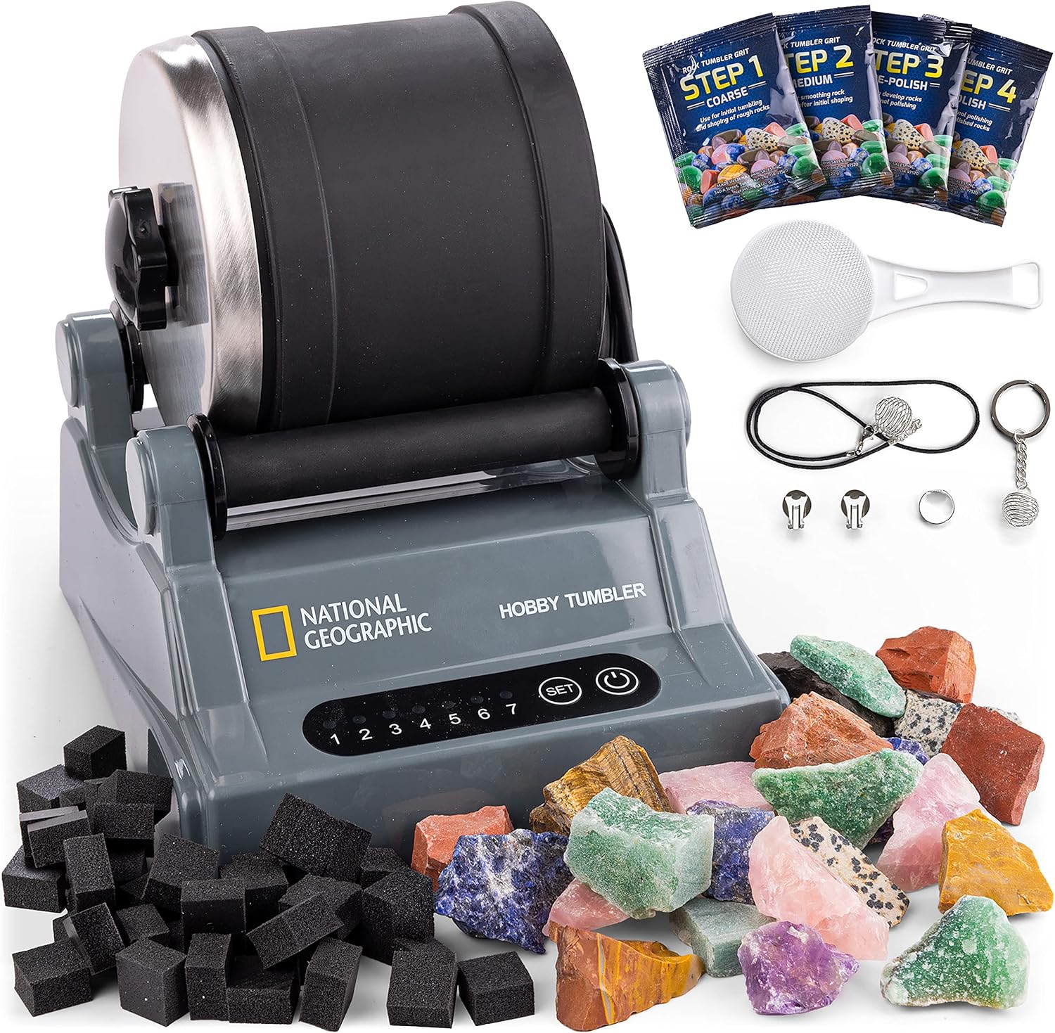 National Geographic Hobby Rock Tumbler Kit - Rock Polisher for Kids & Adults, Du...