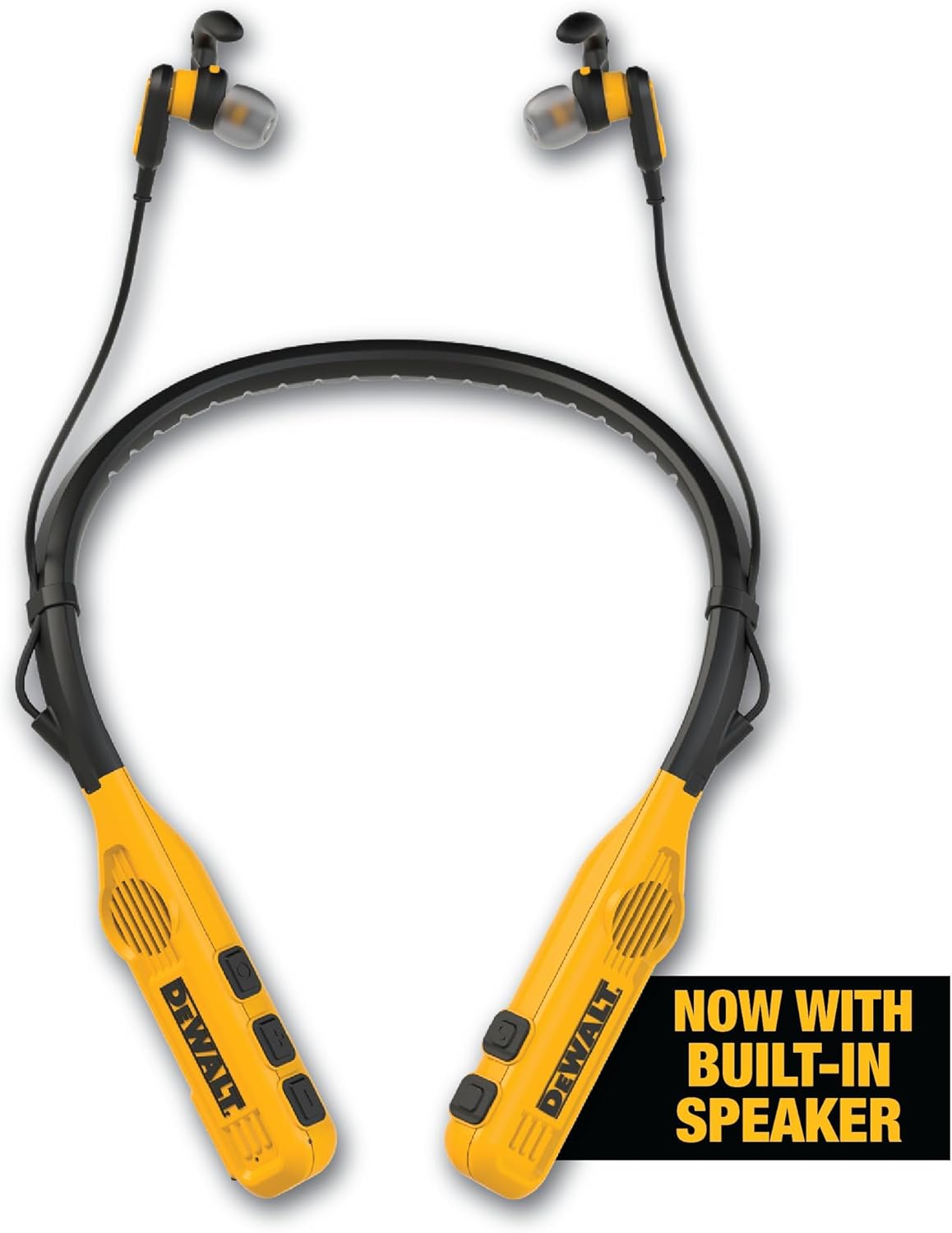 DEWALT 2-in-1 Neckband Bluetooth Headphones w/Built-in Speakers, Jobsite Wearabl...