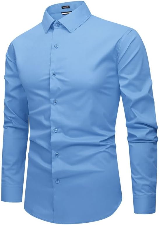 Damipow Mens Slim Fit Dress Shirts Long Sleeve Button Down Cotton Casual Busines...