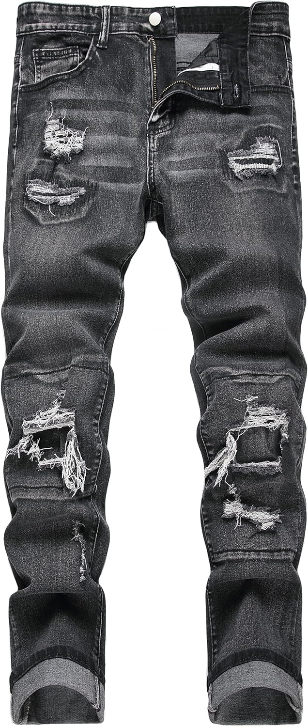 Men's Slim Fit Stretch Jeans, Special Ripped Skinny Jeans for Men, Fashionable C...