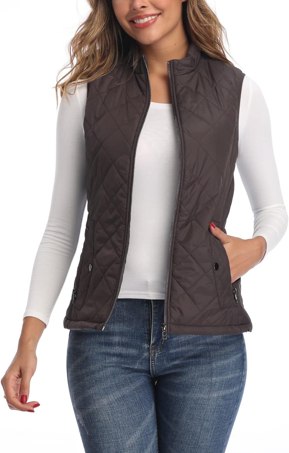 Argstar Women's Vest, Quilted Lightweight Zip Pockets Padded Gilet (XS-2XL) Smal...