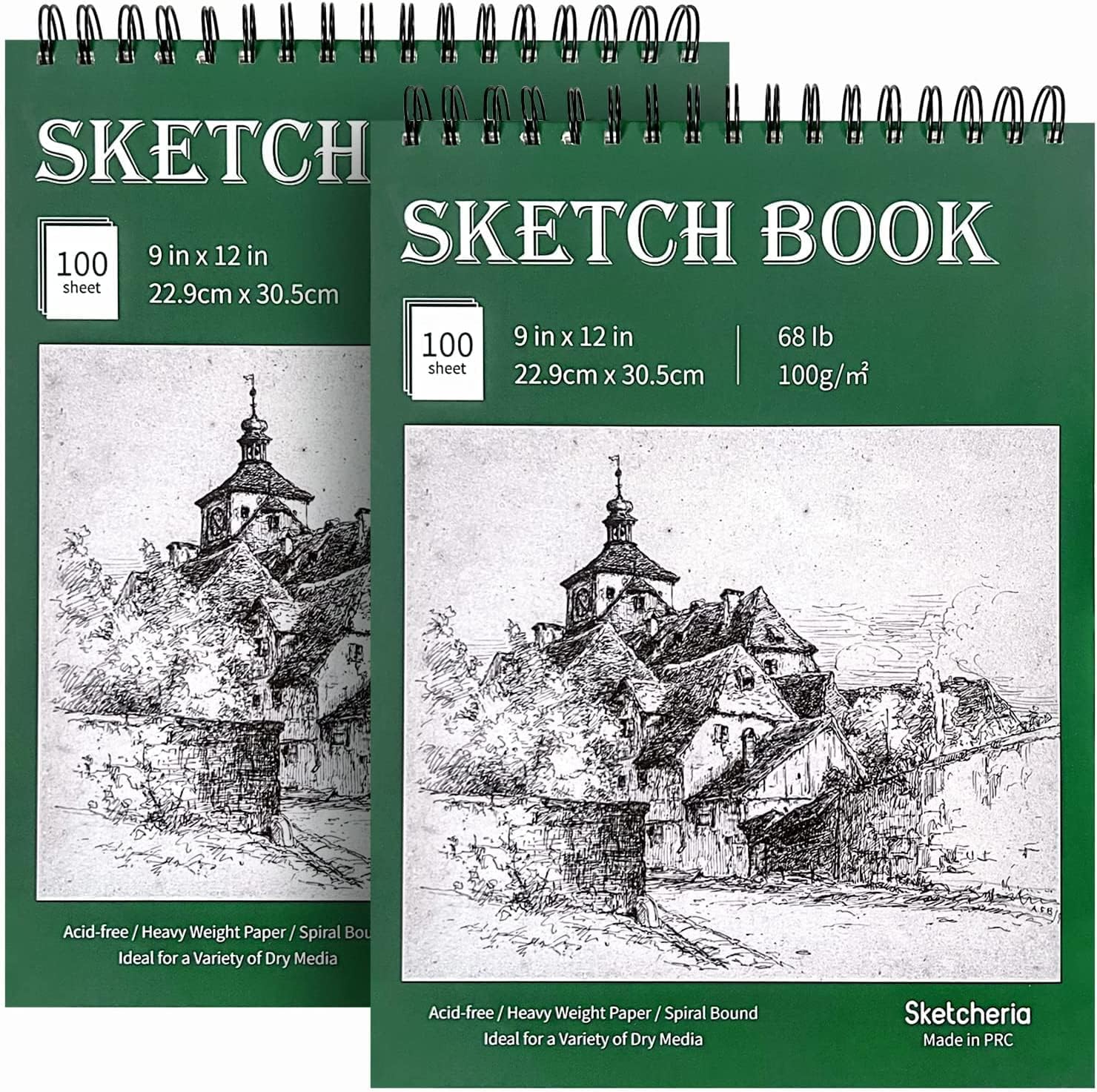 SKETCHERIA 9X12” Sketch Book, Special Heavy-Weight Sketch Book for Artists, Affo...