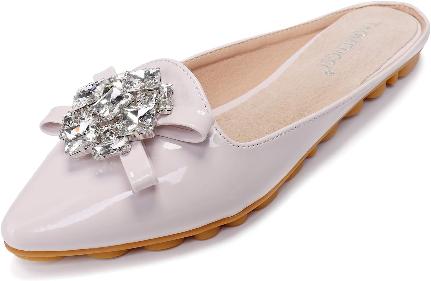 Women's Suede Leather Mules, Special Mules for Woman Rhinestone Flats, Comfortab...