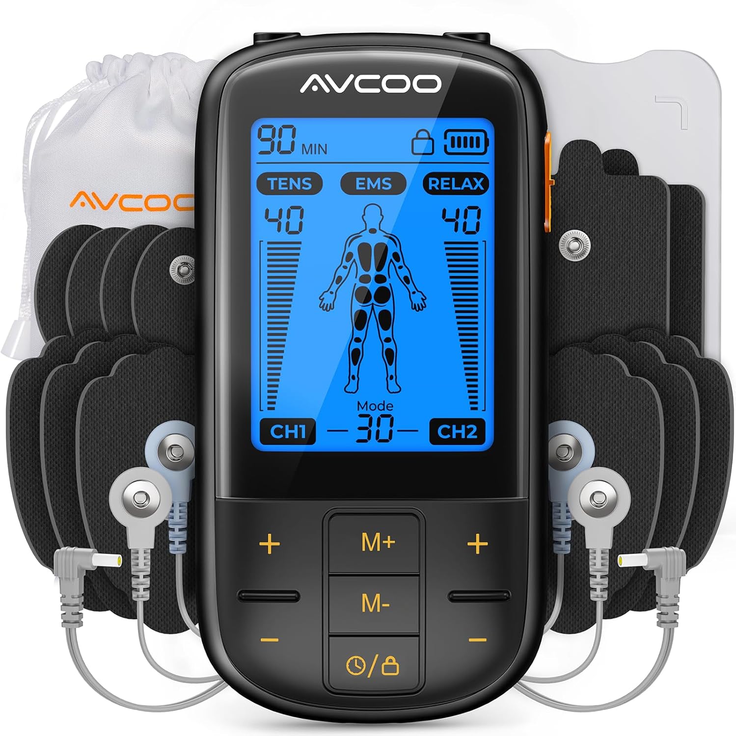 3-in-1 TENS Unit Muscle Stimulator with 30 Modes, 40 Intensities TENS Machine fo...