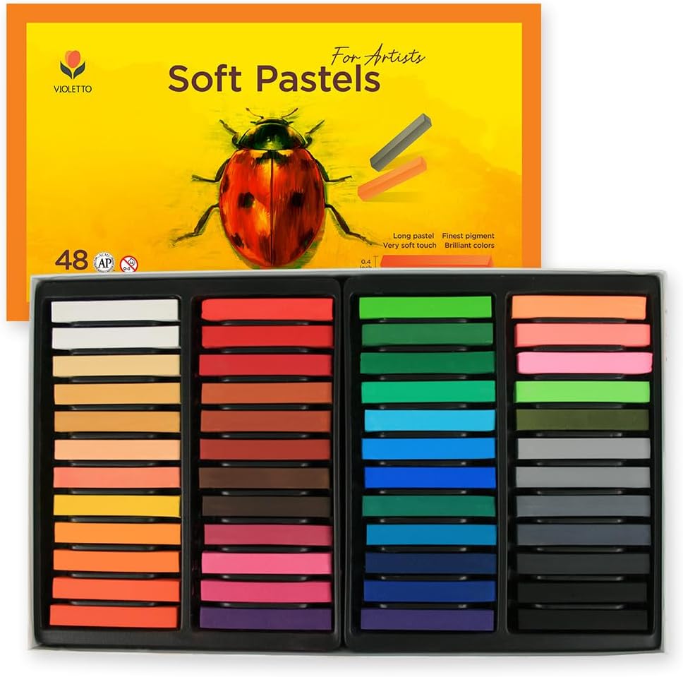 Long Soft Pastels Set, Special Pastels Set for 48 Vibrant Colors, High-Quality A...
