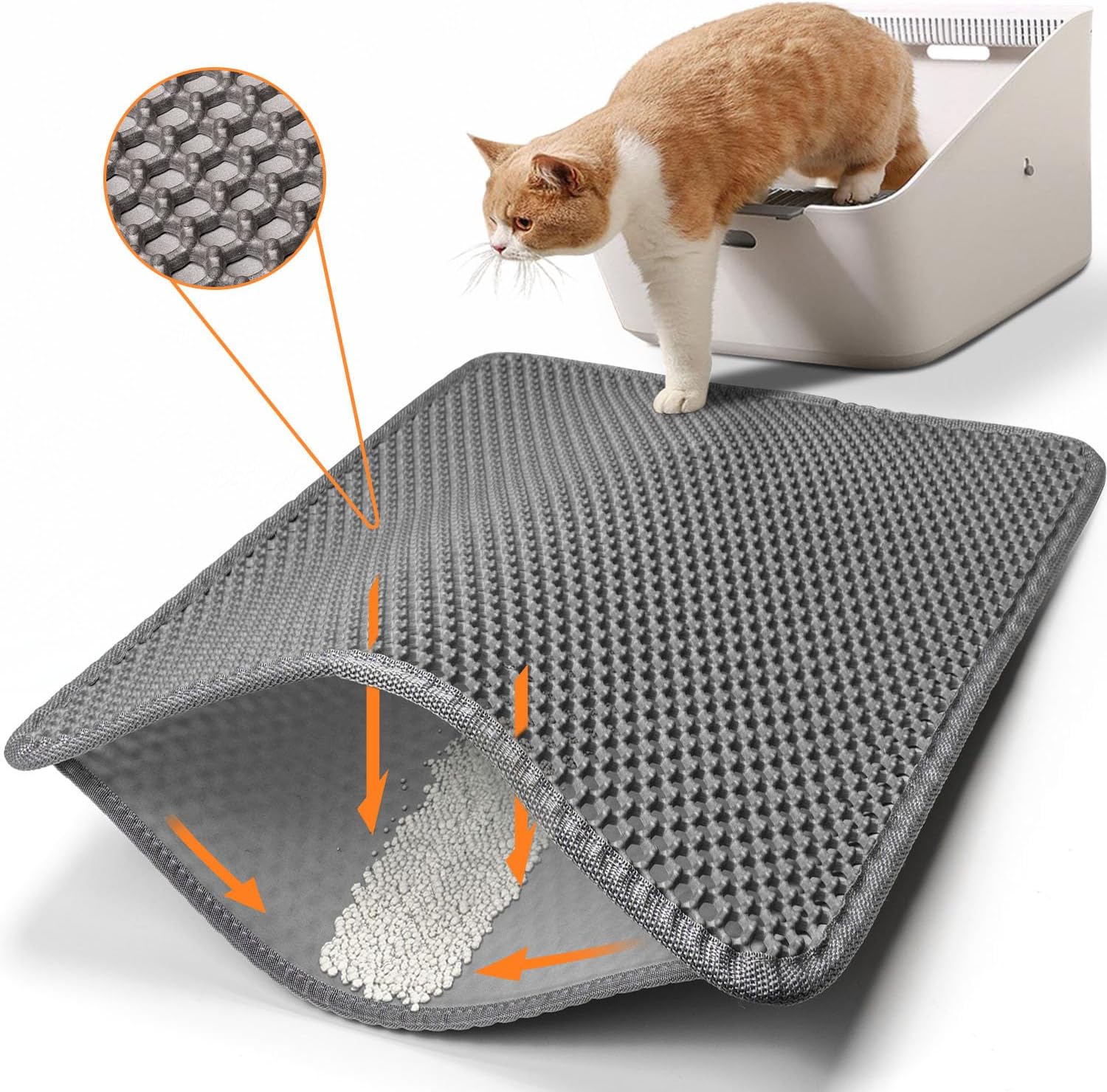 Conlun Cat Litter Mat Cat Litter Trapping Mat, Honeycomb Double Layer Design, Ur...