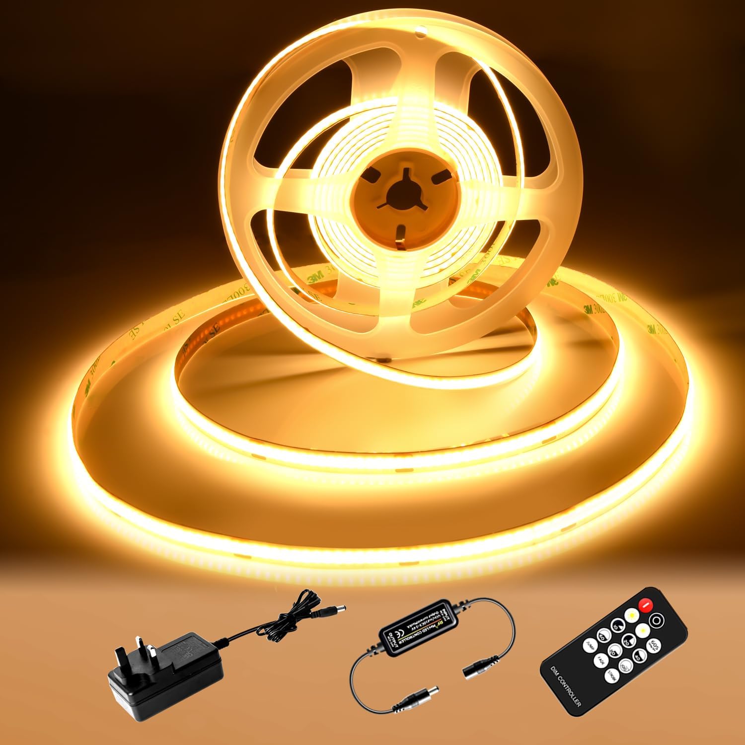luktix COB LED Strip 2M,3000K Warm White LED Strips, 24V Dimmable LED Strip Ligh...