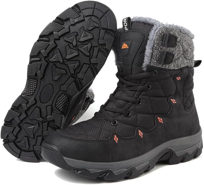 Maxome Snow Boots Mens Winter Boots Walking Boots Warm Fur Lined Snow Shoes Ankl...