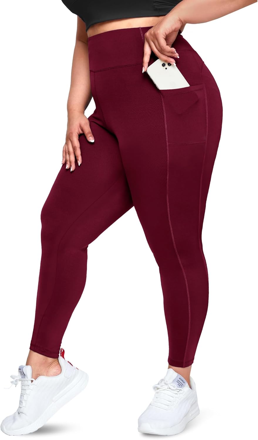 Happy.angel Plus Size Leggings with Pockets for Women, High Waisted Capri Yoga W...