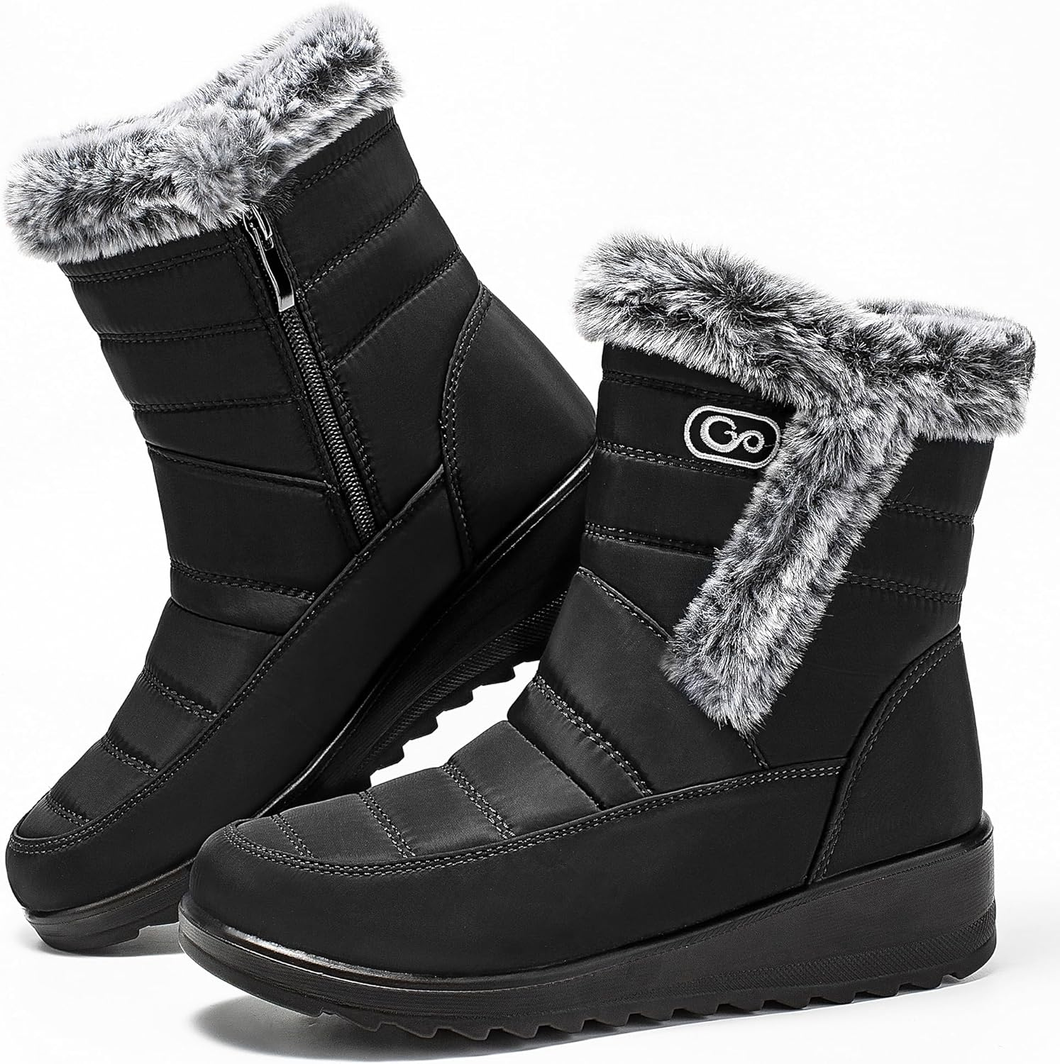 HARENCE Womens Winter Snow Boots: Warm Fur Lined Zipper Ankle Booties Comfortabl...
