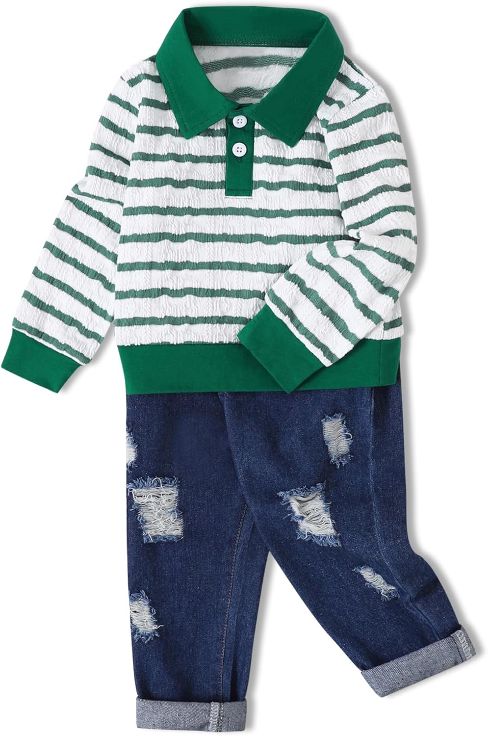 SANMIO Toddler Boy Clothes 18M-6T Toddler Boy Jeans Outfits Striped Sweatshirt R...