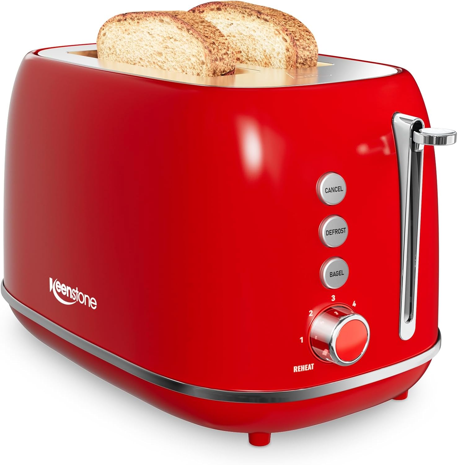 2 Slice Stainless Steel Toaster Retro with 6 Bread Shade Settings, Bagel, Cancel...