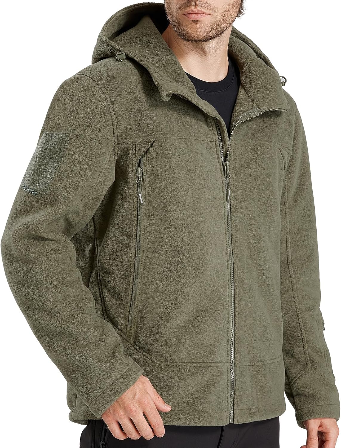 FREE SOLDIER Men's Fleece Jackets Full Zip Casual Outdoor Military Tactical Hood...