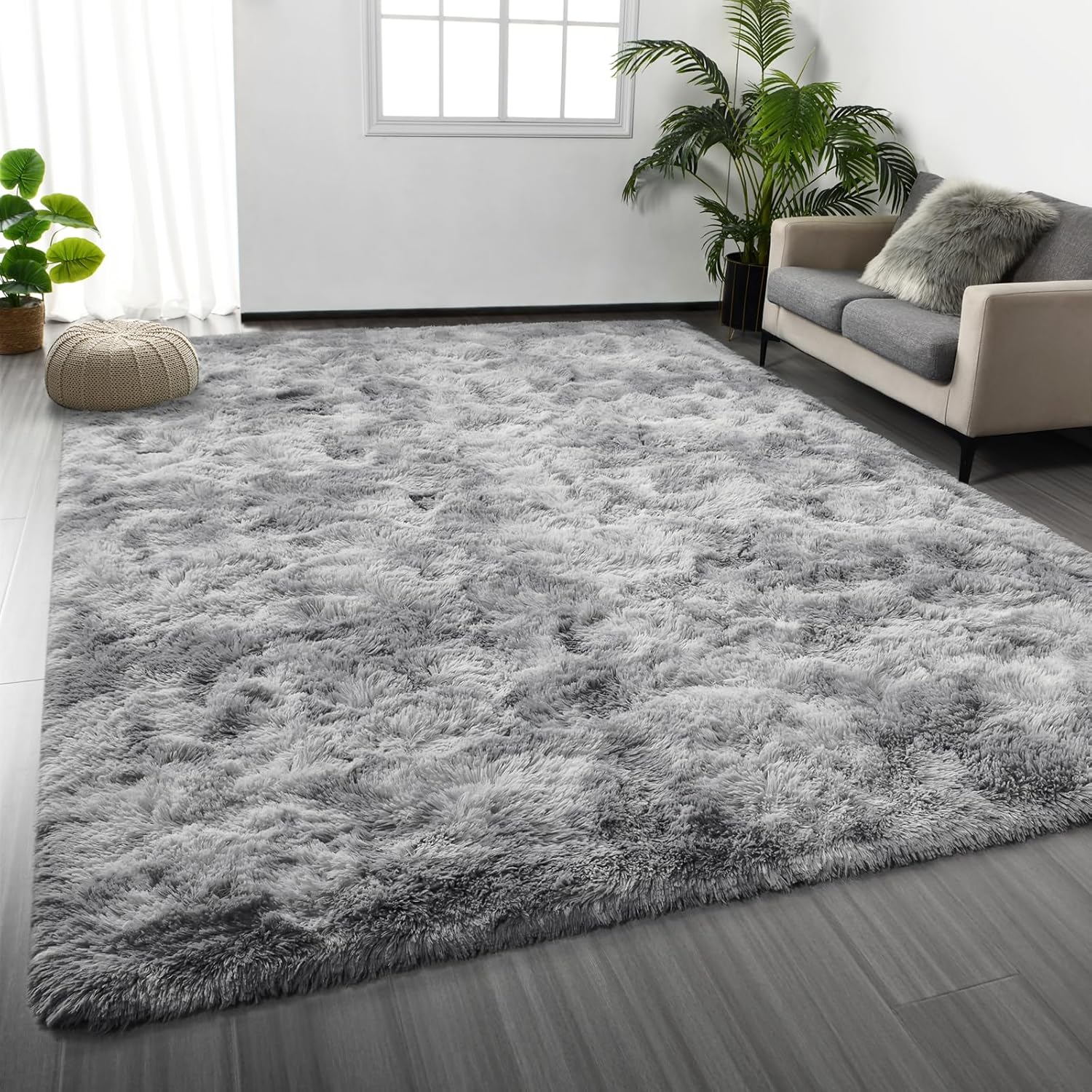 Large Shag Area Rugs 5 x 8, Tie-Dyed Plush Fuzzy Rugs for Living Room, Ultra Sof...