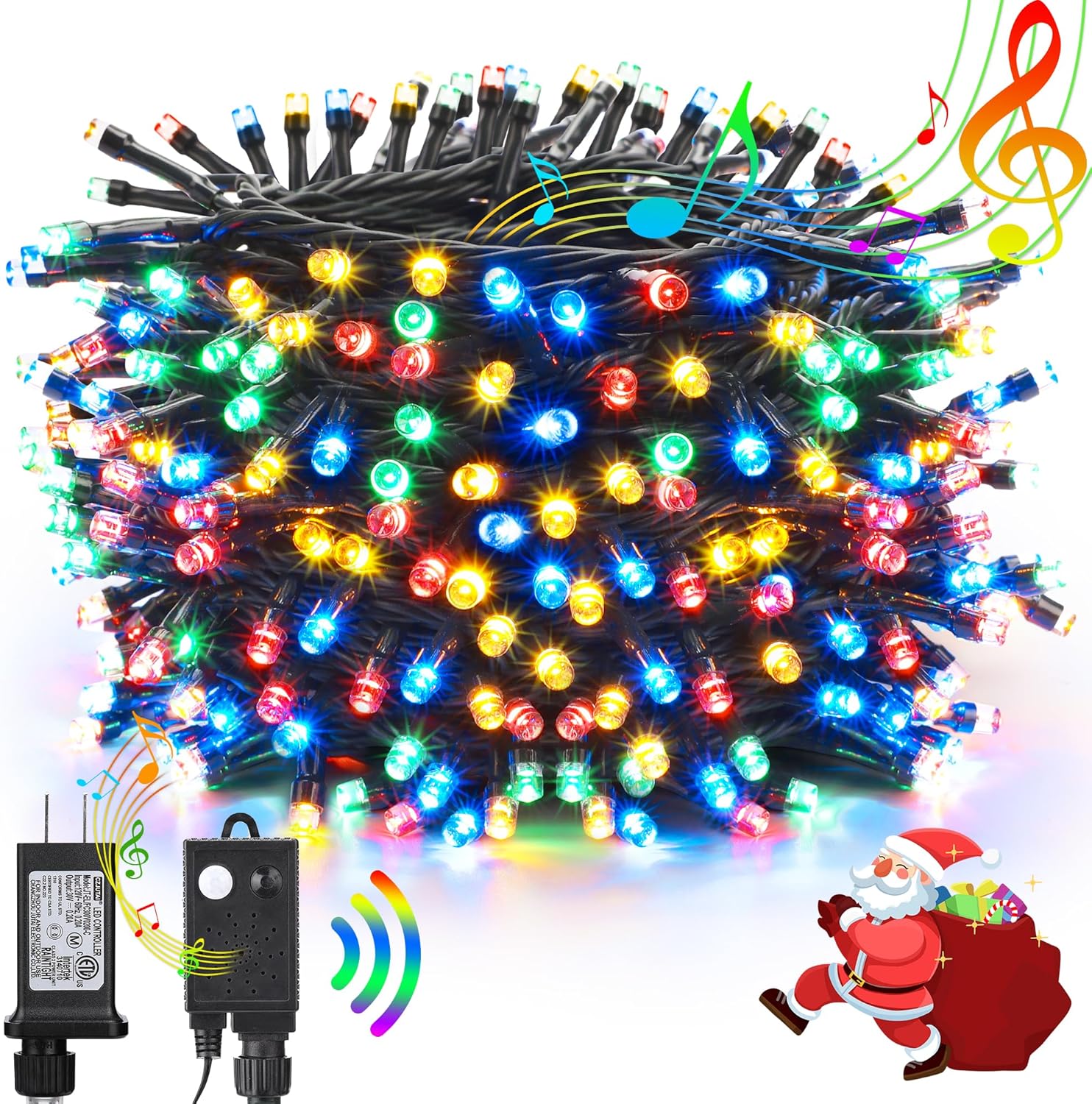 Toodour Led Christmas Lights Outdoor, 82FT 200 LED Indoor String Lights with Mus...