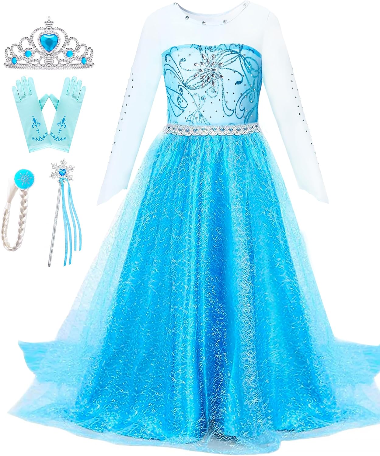 Girls Princess Elsa Dress Costume - Halloween Birthday Party Dress Up for Toddle...