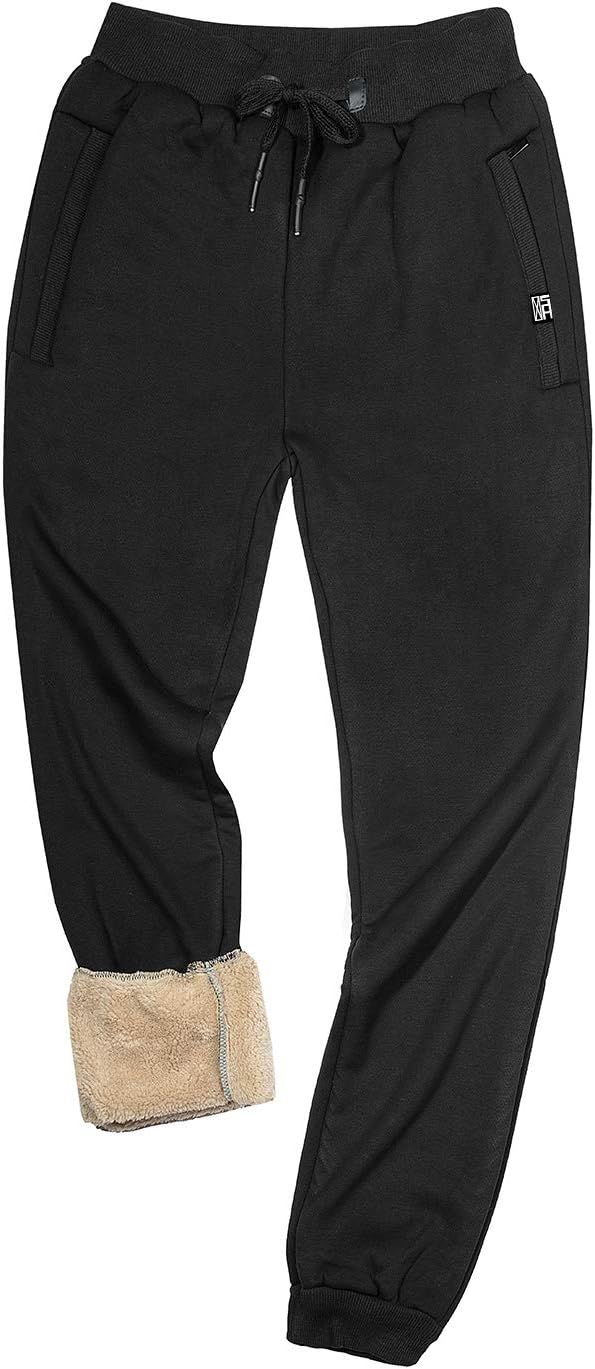 Gihuo Men's Sherpa Lined Athletic Sweatpants Winter Warm Track Pants Large 01 Bl...