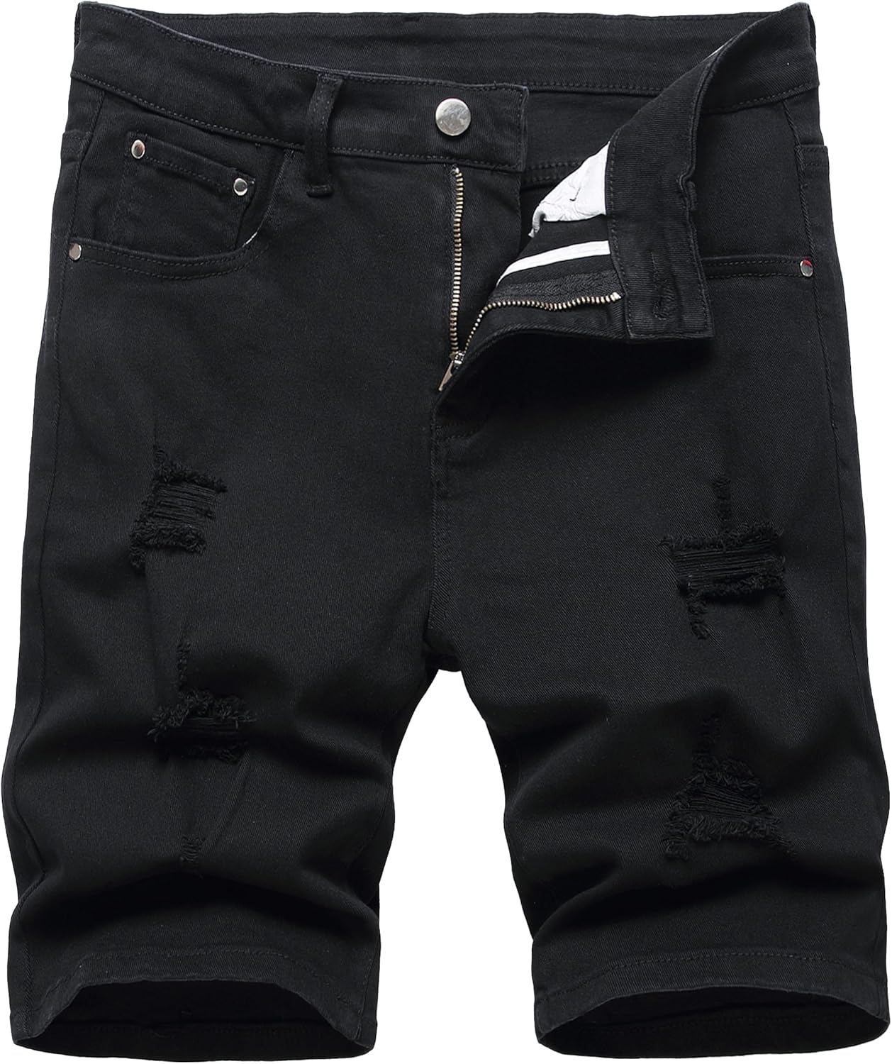 JUNBAOSS Men's Slim Fit Stretch Denim Shorts Ripped Skinny Jean Shorts for Men,F...