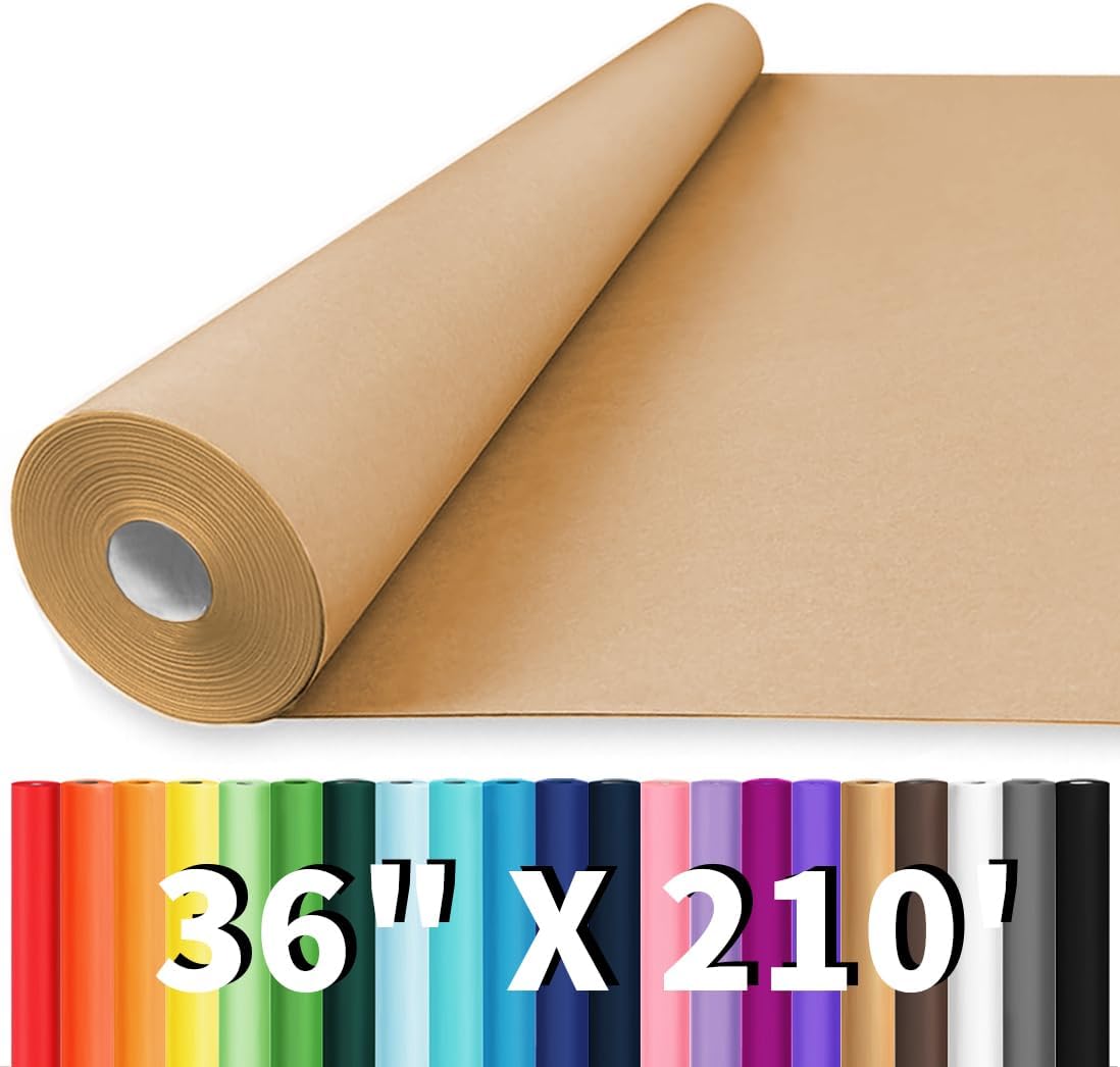 Vanhench 36"x 2520" (210') Brown Kraft Paper Roll, Craft Paper, Wrapping Paper f...