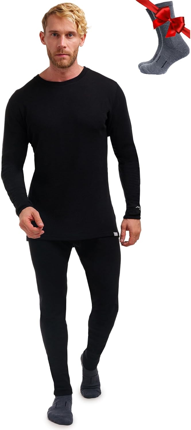 Merino.tech Merino Wool Base Layer Set, Special Thermal Underwear for Men, Innov...