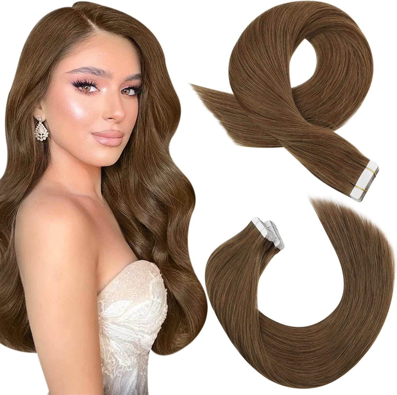 Moresoo Tape in Hair Extensions, High-Quality Human Hair Extensions, Special Inv...