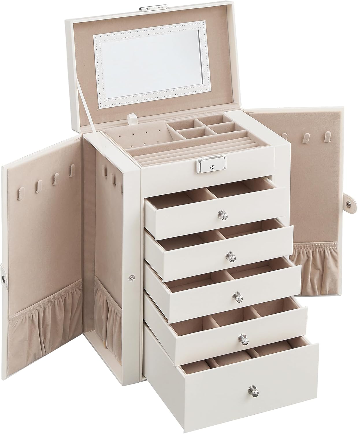 SONGMICS 6 Tier Jewelry Box, Jewelry Case with 5 Drawers, Large Storage Capacity...