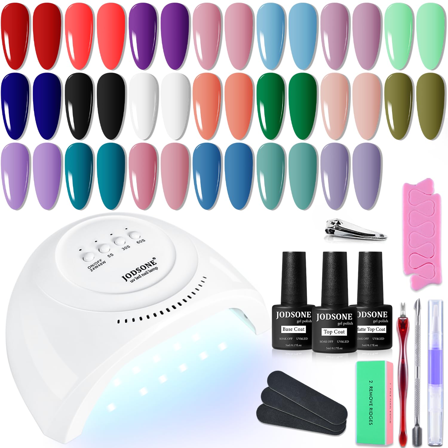 JODSONE 23 PCS Gel Nail Polish Kit with U V Light Popular Color with Durable Bas...