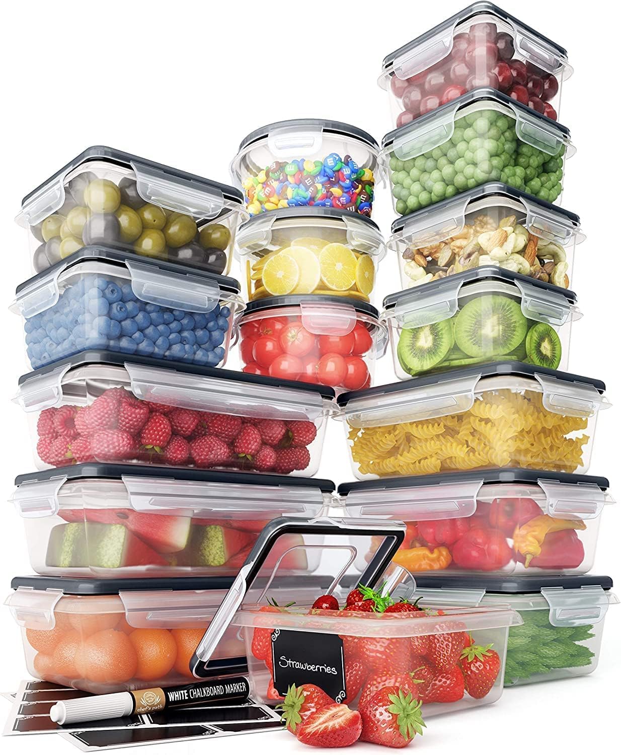 Chef's Path Set of Storage Boxes – Plastic Storage Boxes with Practical Lid (16...
