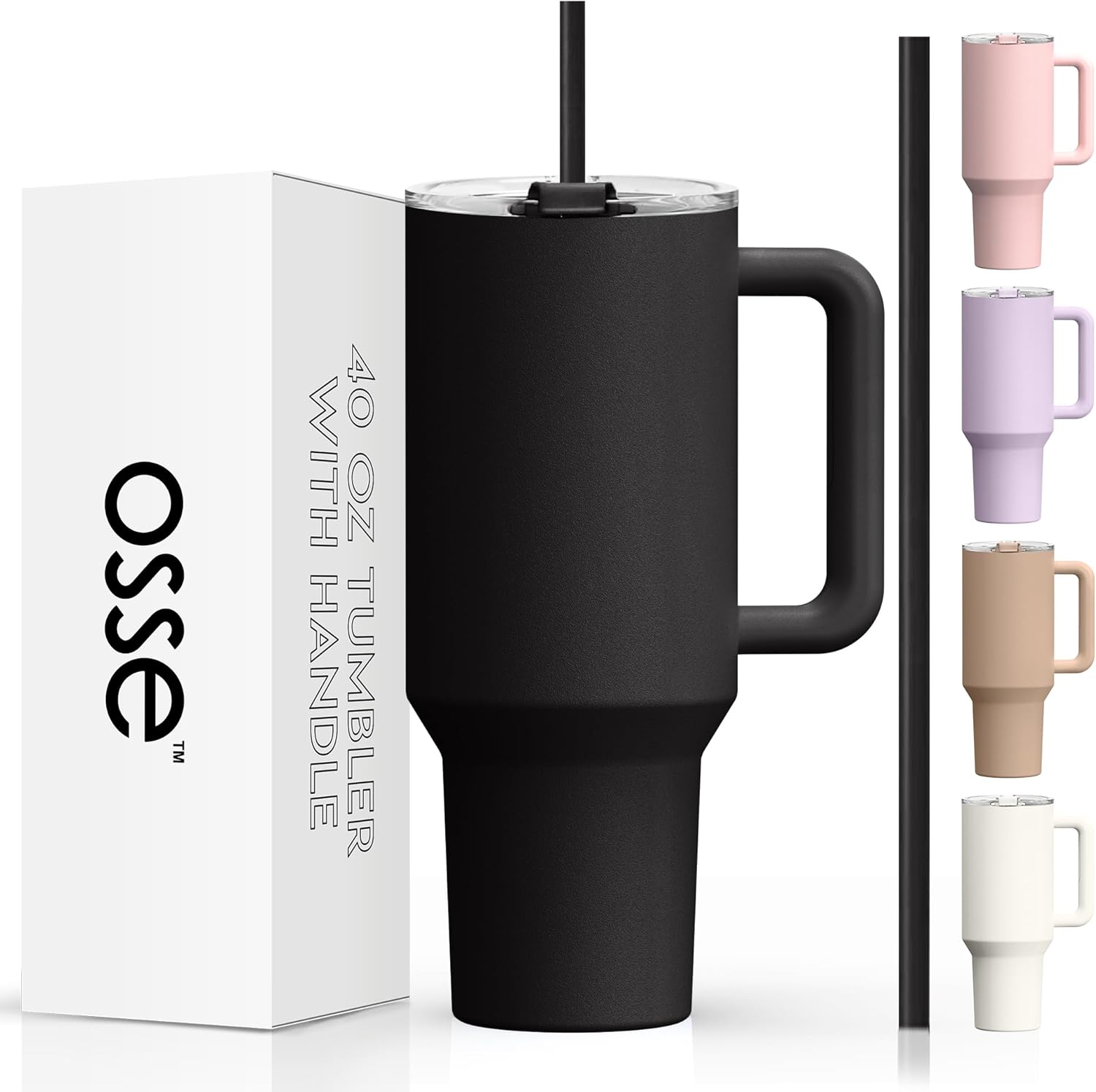 osse 40oz Tumbler with Handle and Straw Lid | Double Wall Vacuum Reusable Stainl...