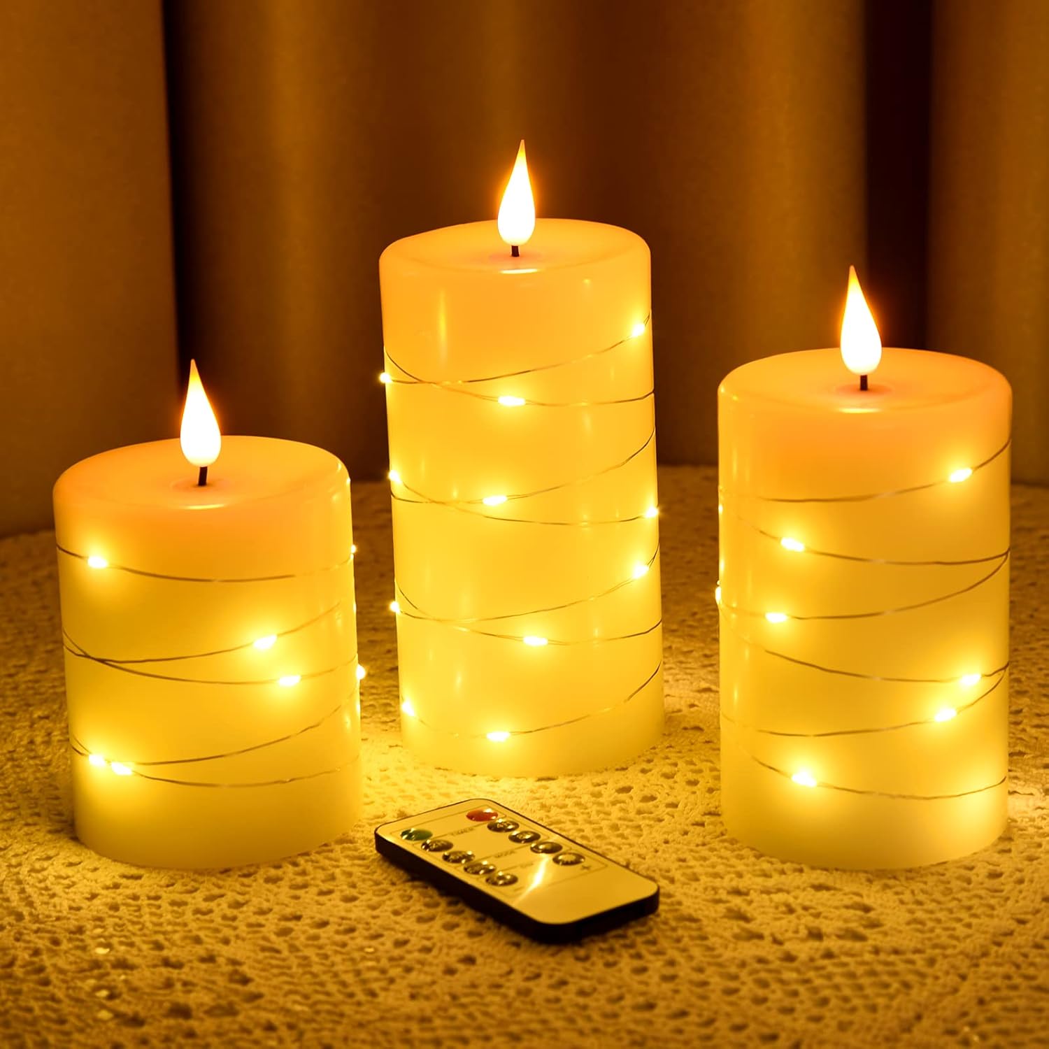 JOSU Flameless Candles, 4" 5" 6" LED Fake Battery Powered Candles with Remote Co...