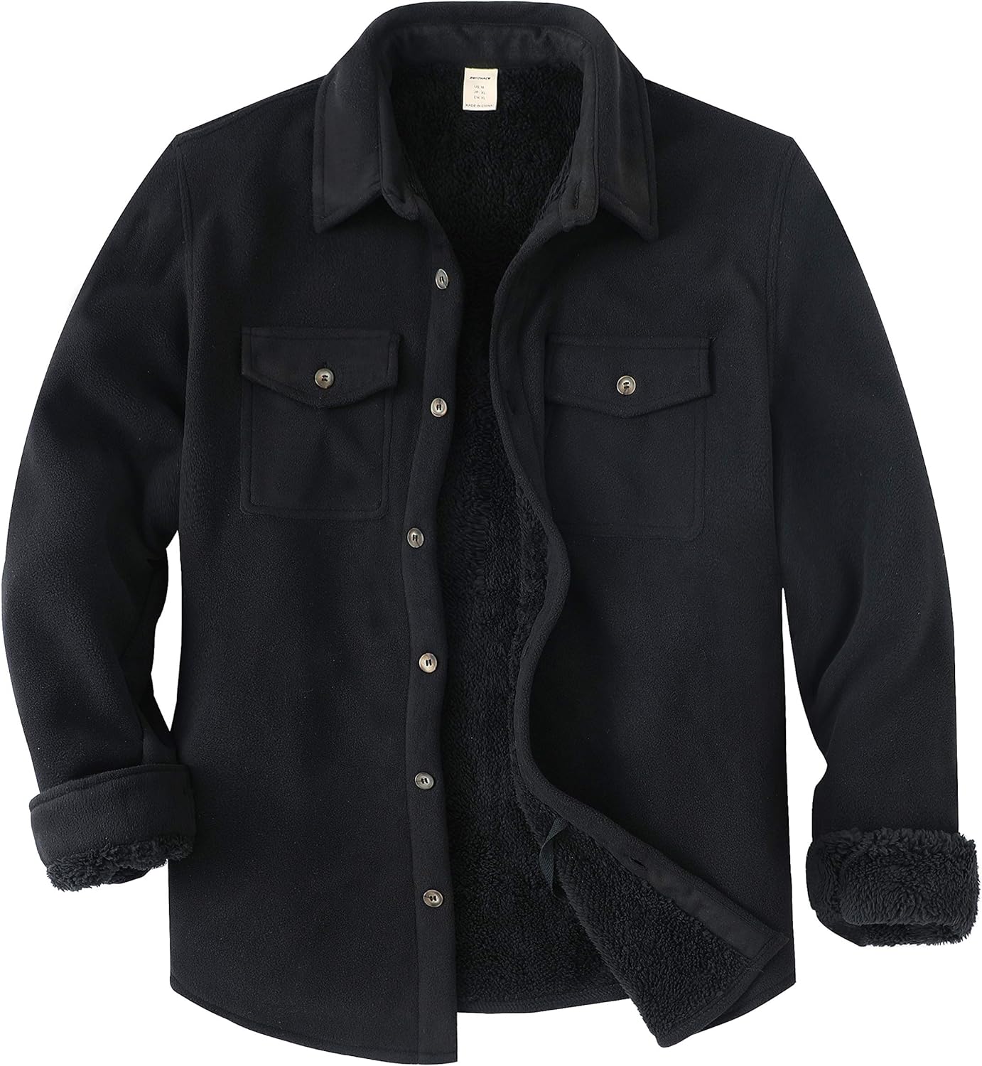ZENTHACE Men's Warm Sherpa Lined Fleece Plaid Flannel Shirt Jacket(All Sherpa Fl...